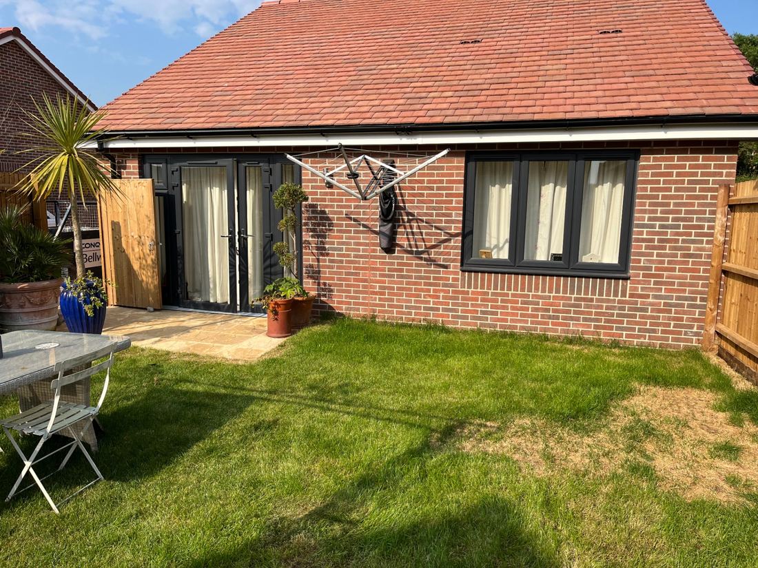 Garden before porcelain patio installation in Stilton