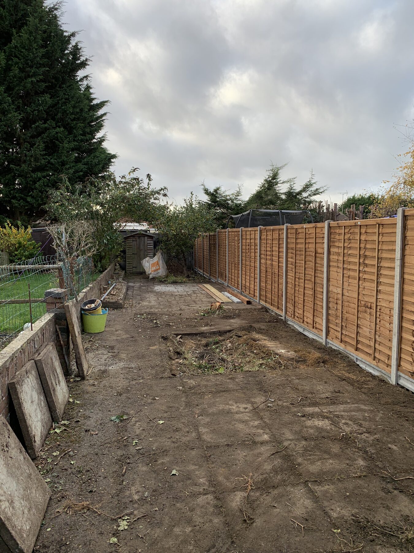 Long view of new fencing installed along boundary in Fletton, Peterborough