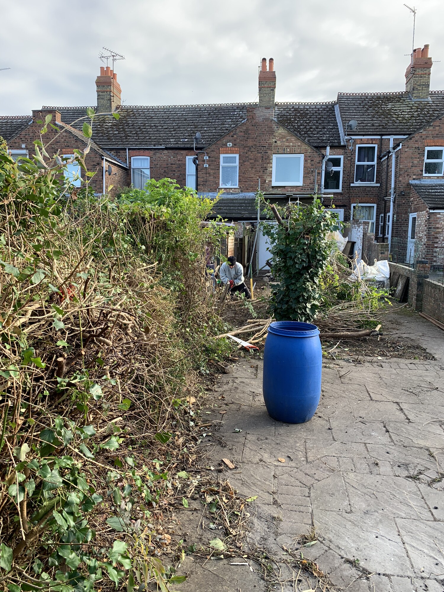 Rear of property showing overgrown garden before clearance in Fletton