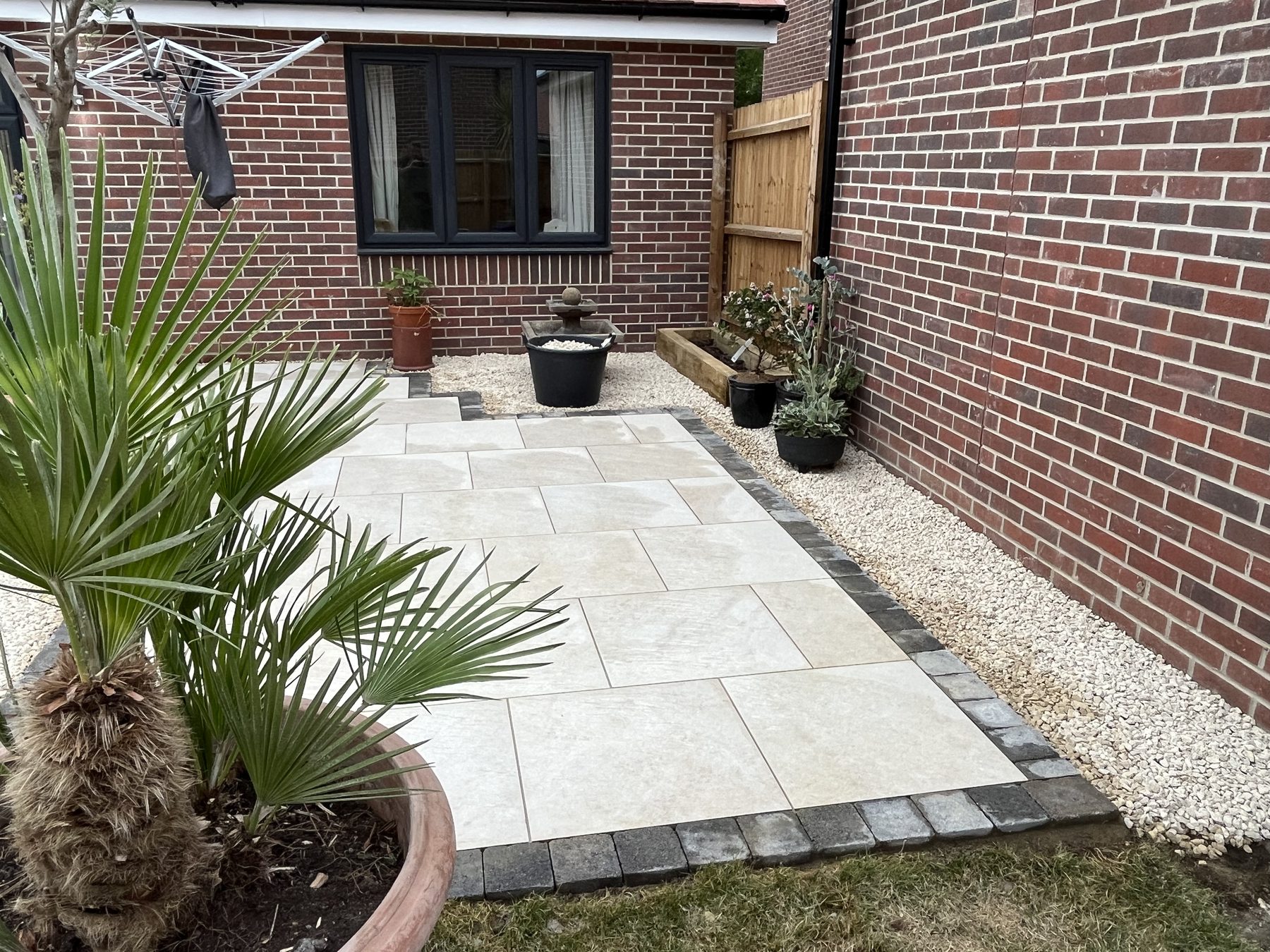 Porcelain patio and gravel beds in Stilton, Cambridgeshire