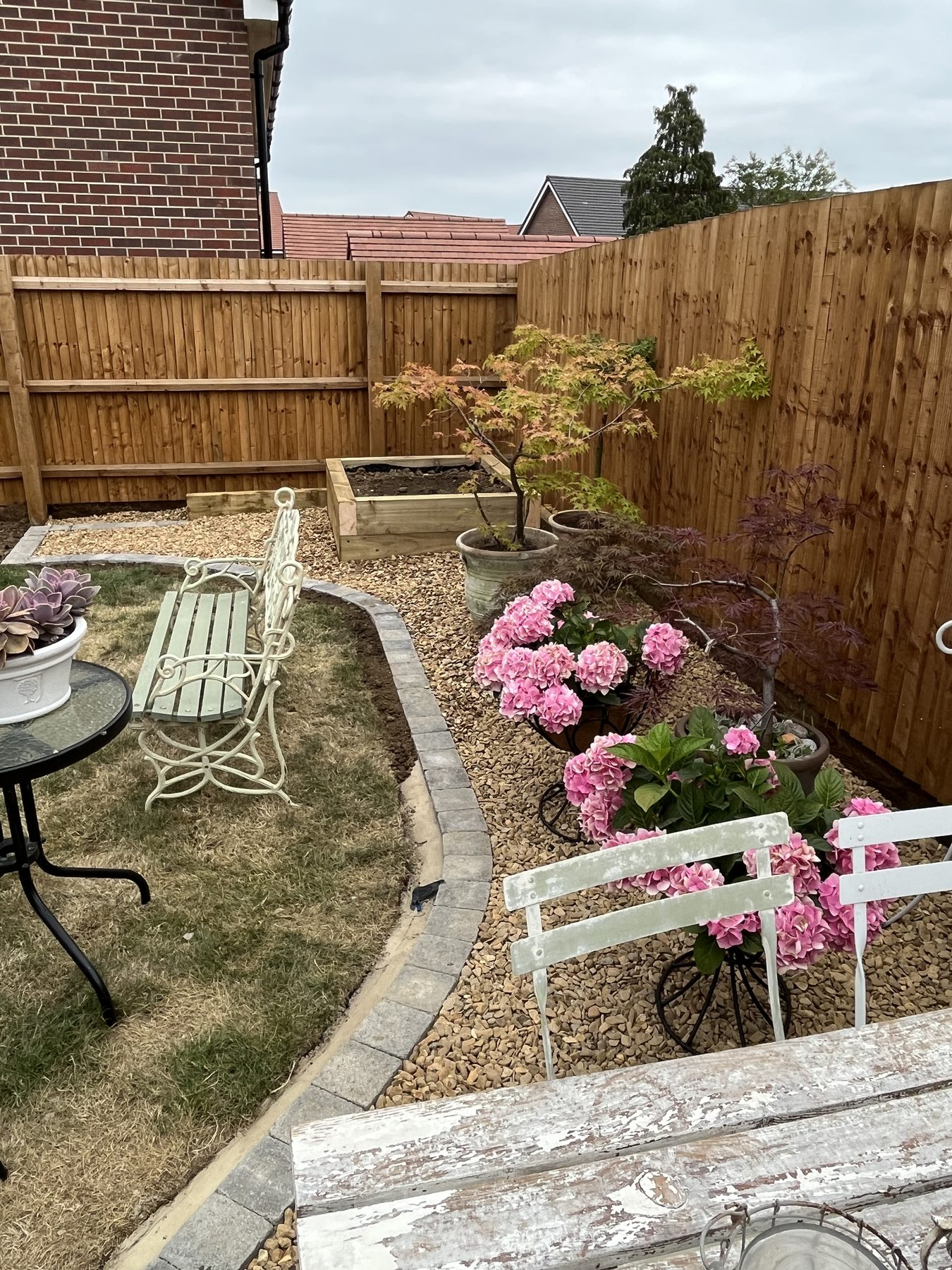 Garden patio looking back to property in Stilton, Cambridgeshire