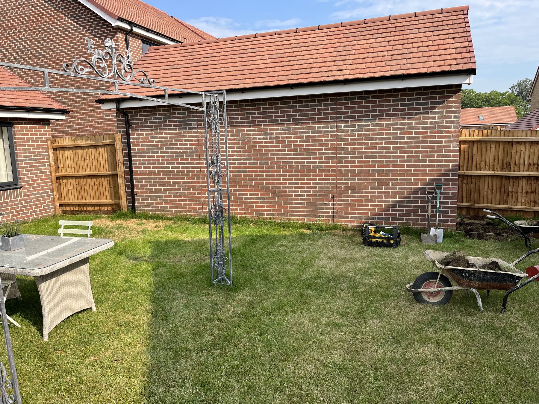 Garden before porcelain patio works in Stilton, Cambridgeshire