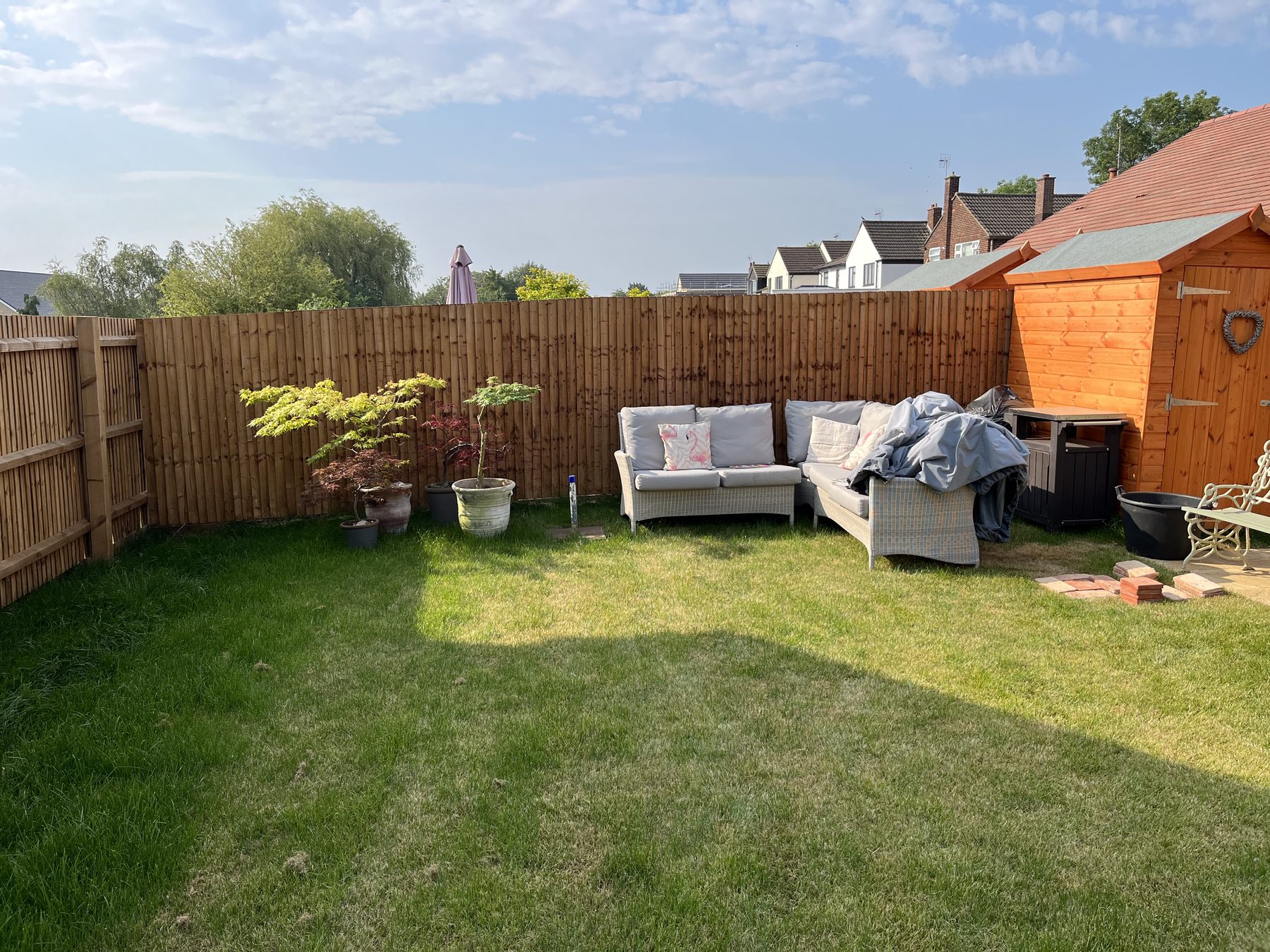 Rear of property before patio installation in Stilton