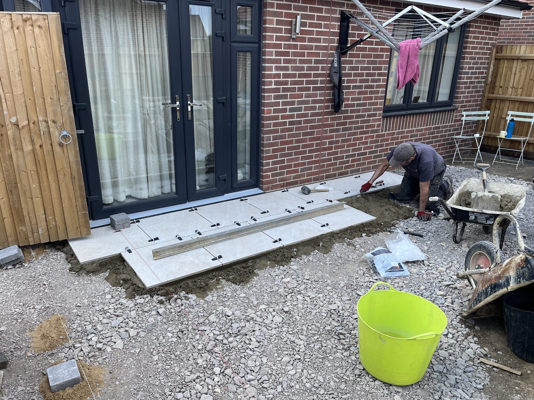 Full mortar bed under porcelain paving in Stilton, Cambridgeshire