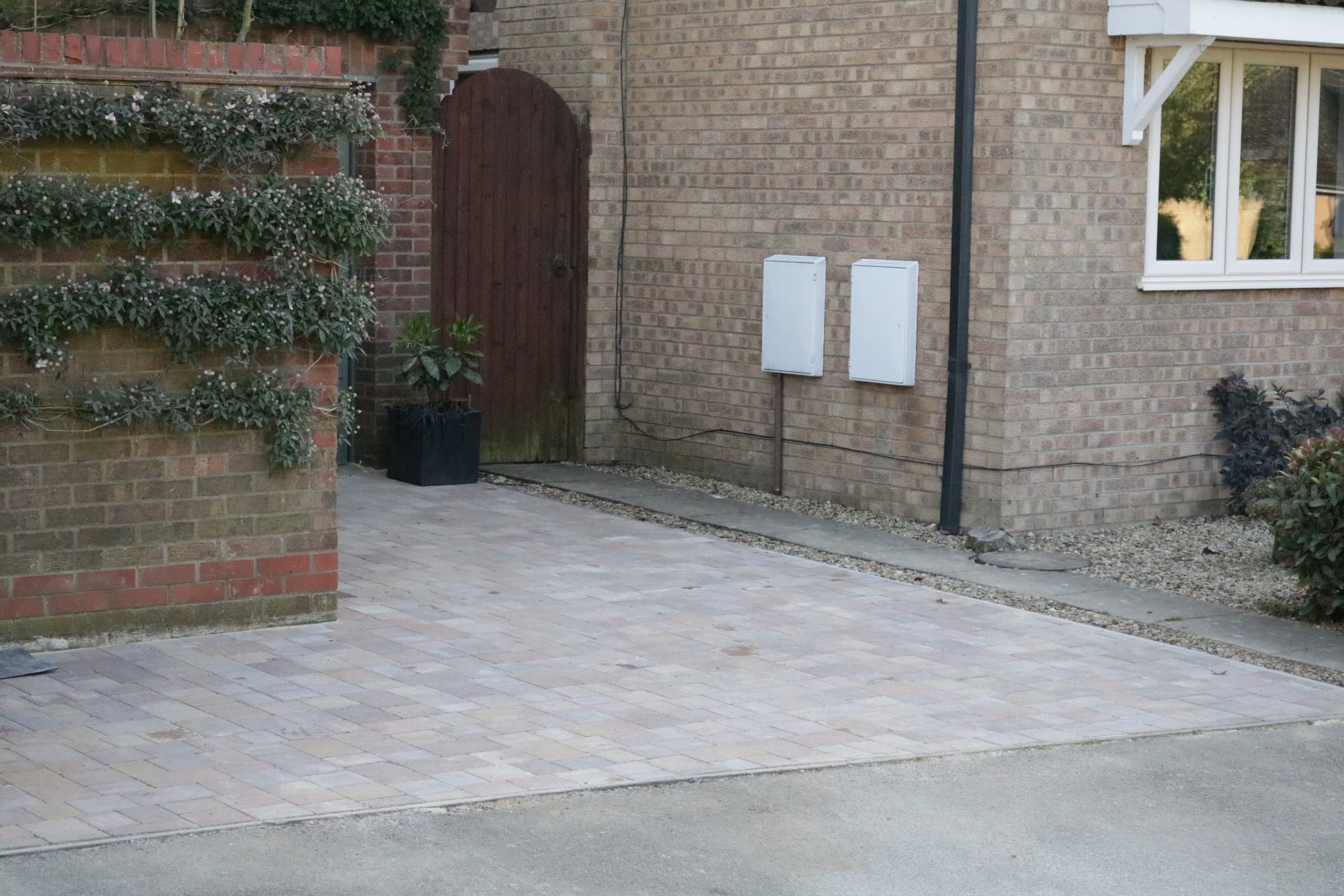 Completed block paving driveway in Sawtry by Arcadia Build & Landscape